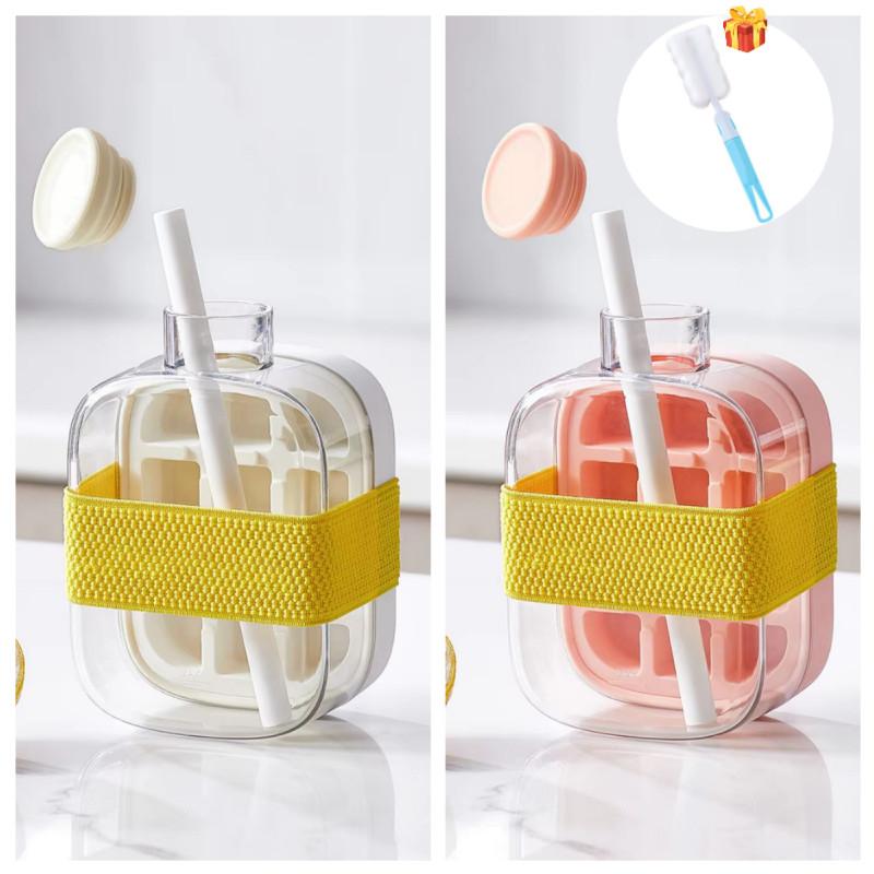 Бутылка для приготовления льда с крышкой-соломинкой, портативный прессованный лоток для льда для летнего использования на открытом воздухе, самодельный холодильник, морозильник, льдогенератор