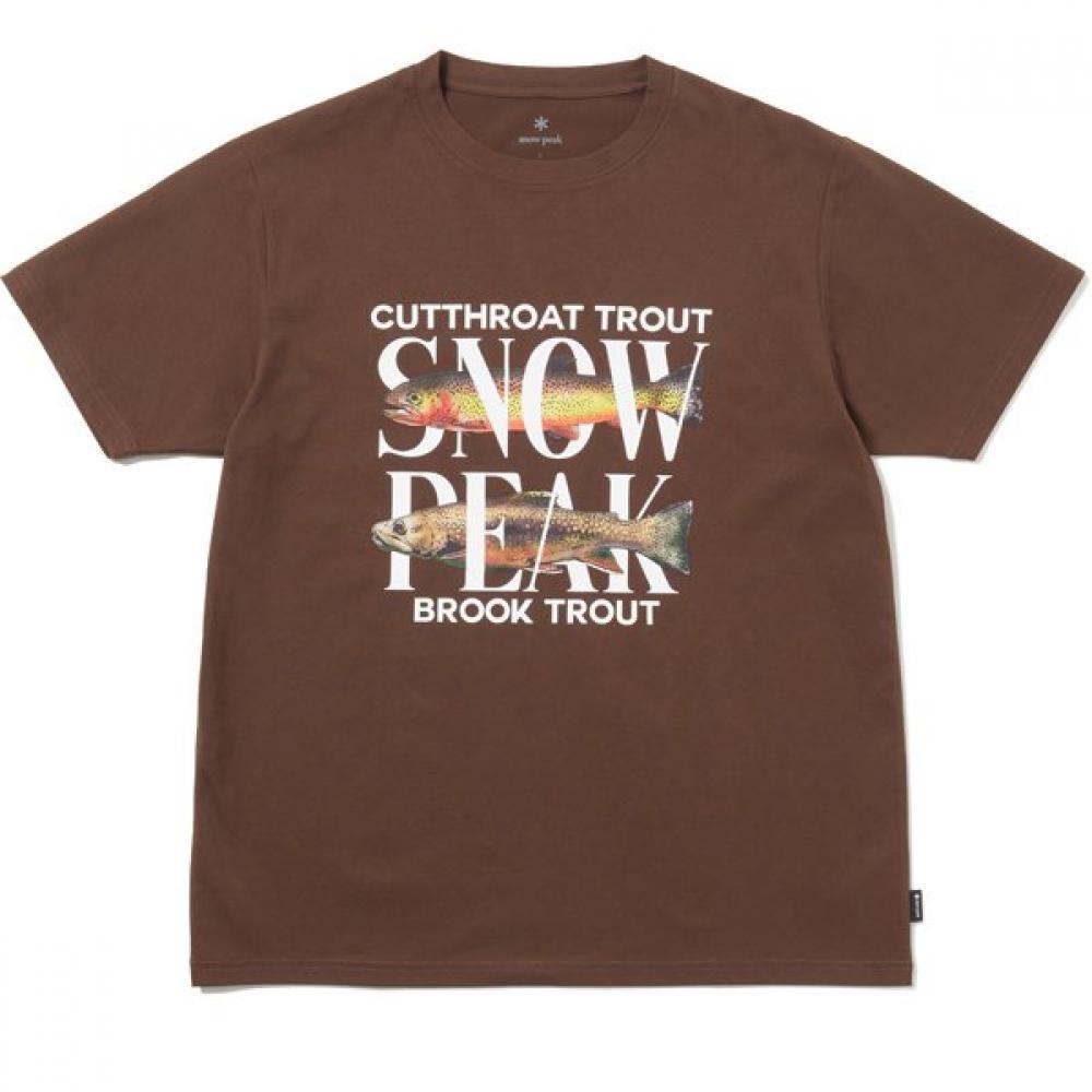 Snow Peak Знаменитая футболка для ловли форели Dry Унисекс крой Сшитая Коричневый Xxl Ts 26su009
