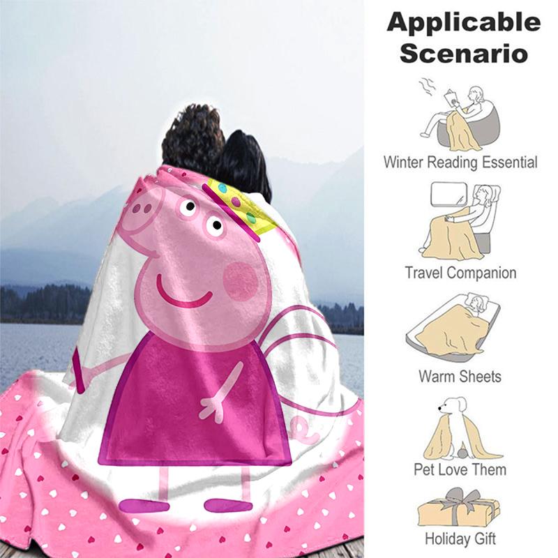 1pc Blanket Peppa Pig2 Print Design, Lightweight Blanket for Sofa, Bed- Soft &Warm, Gift for All Seasons like Christmas, Halloween