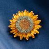 Sparkling Sunflower Brooch Outfit Decor Rhinestone Flower Pin Realistic Stainless Sunflower Floral Pin Clothes