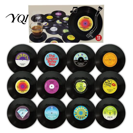 Anti-scratch Furniture Countertop Protectors Retro Elk/Vinyl Record Coasters, Decorative Wooden Cup Mats, Insulated Table Wilderness Landscape Pattern