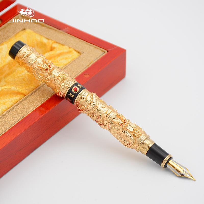 JINHAO Двойные Драконы Играющие с Жемчужиной Ретро Перьевая Ручка Классическая EF/F/M Коллекционная Письменная Канцелярия Офисные Школьные Принадлежности