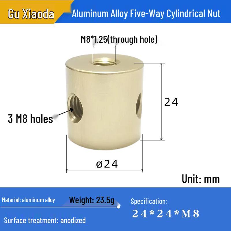 Многоходовая цилиндрическая гайка из алюминиевого сплава для соединения складного уличного стула и потолка палатки