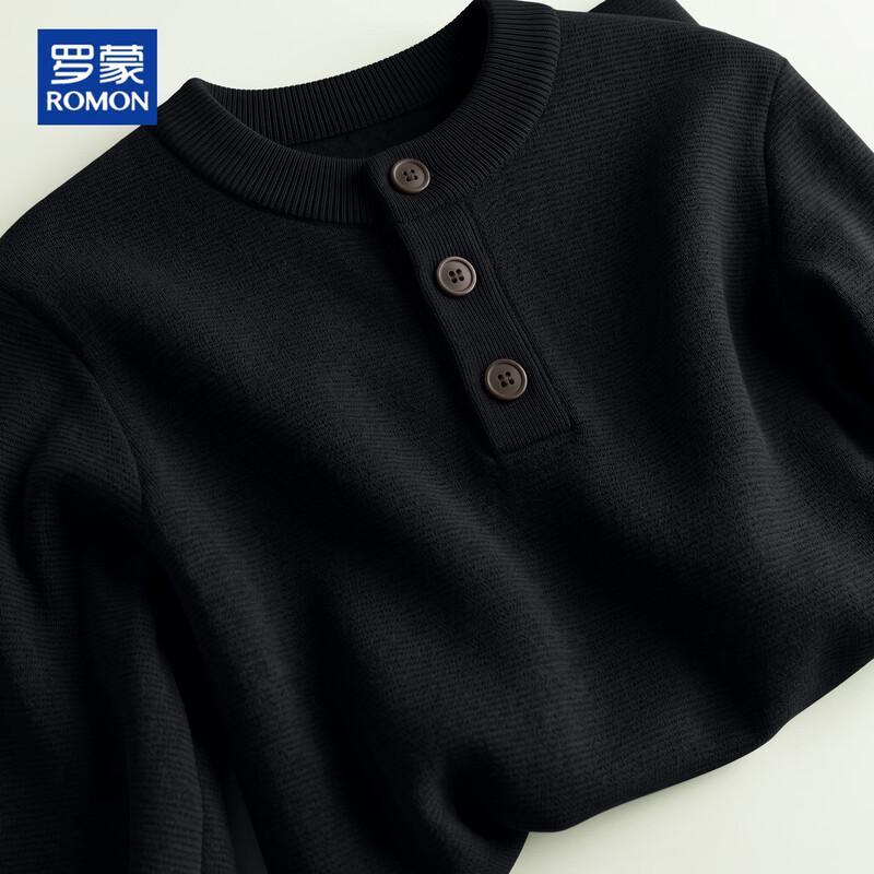 ROMON Men's Casual Button-Front Knitted Sweater