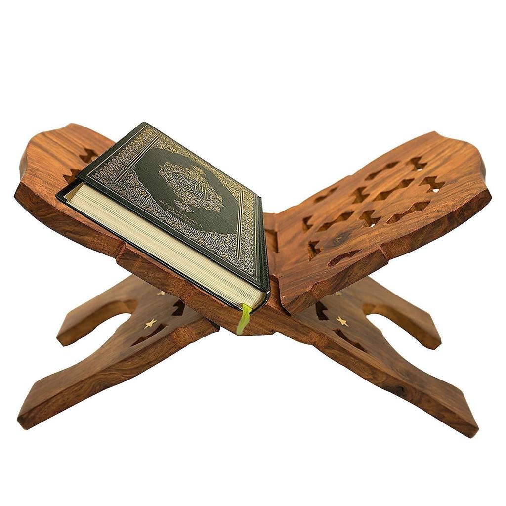 Подставка для книг Sheesham из дерева, складная, для чтения религиозных молитв, с замысловатой резьбой,