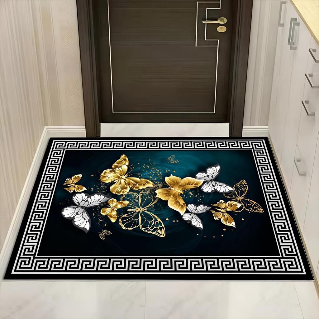 European Crystal Velvet Absorbent Floor Mat for Entrance, Bathroom, Bedroom, or Living Room - Washable.