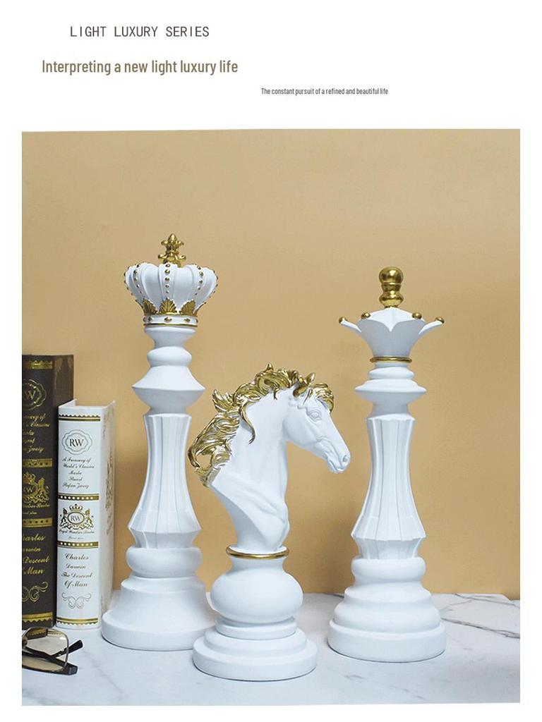 Black and White Chess Piece Resin Figurine for Creative Home Decor