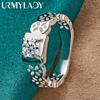 925 Sterling Silver Square Zircon Hollow 6-10# Ring For Women Wedding Engagement Fashion Charm Jewelry