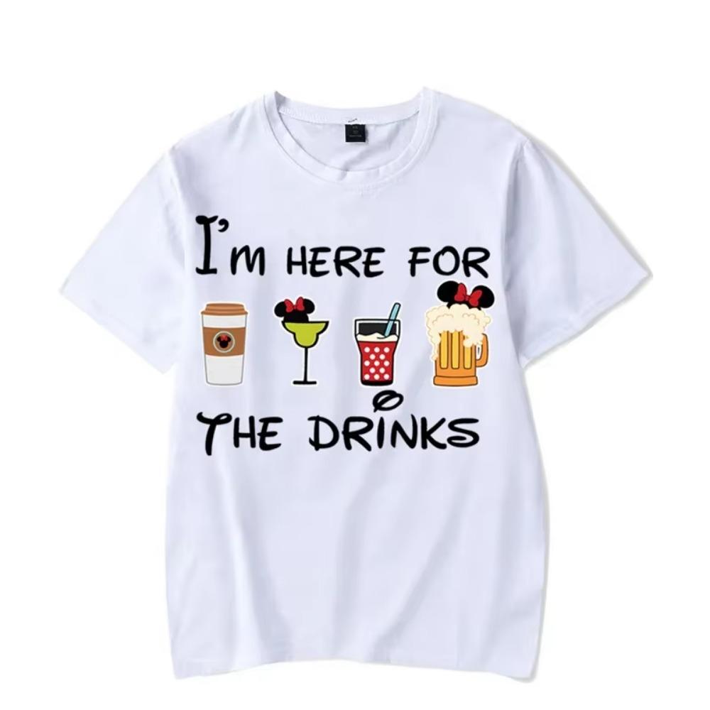 Мужская футболка с коротким рукавом, топы, футболки с принтом "Я здесь только ради напитка", мужская футболка, черные мужские футболки, одежда Харадзюку
