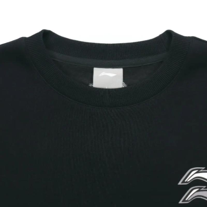 Li Ning Fall Fleece Lined Thermal Outdoor Sports Casual Crew Neck Long Sleeved Pullover Sweatshirt Men's AWDUA51-5