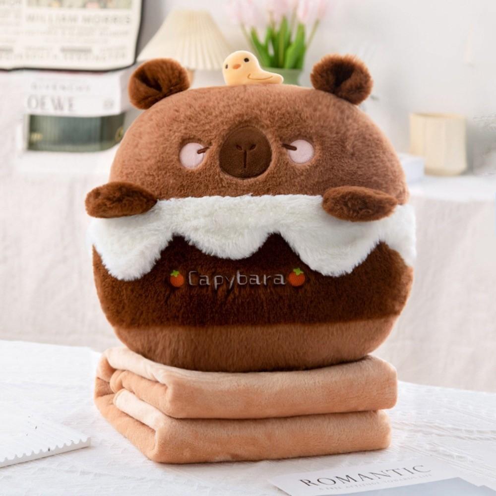 Милая стеганая подушка-одеяло 3-в-1 Пушистый материал Мягкая текстура Подушка-животное Мультяшный дизайн Многофункциональное Теплое одеяло Зимний сезон