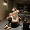 New laichefur big fur collar women's hooded A-shaped winter warm down jacket