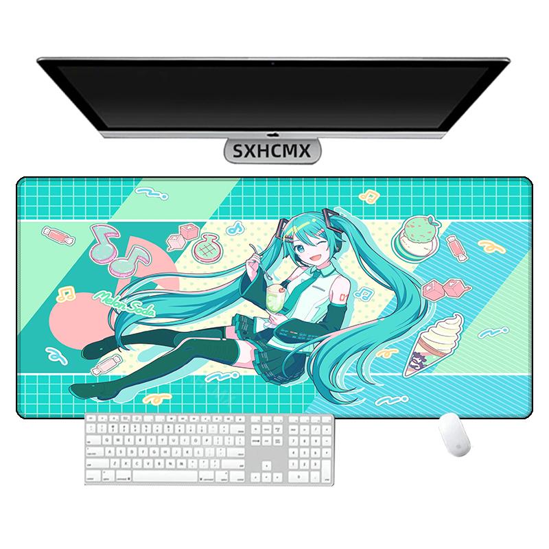 Cute Purple Long Hair Anime Girl Mouse Pad Waterproof NonSlip Sweet Kawaii Large Gaming Desk Mat Cartoon Office Pad