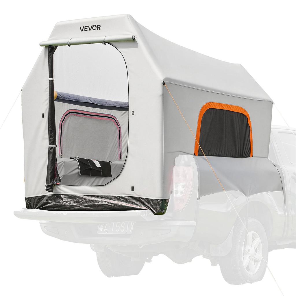 Inflatable Pickup Truck Tent, 2.2 x 1.65m 3-Season Truck Bed Tent with Ventilated Mesh Windows, PU2000mm Waterproof Pickup Camping Tents for Outdoor