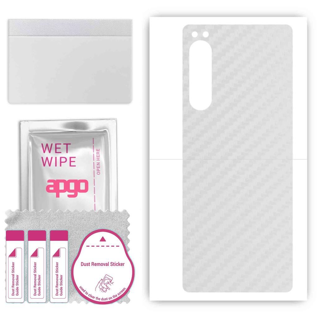 apgo Protective Skin Sticker for the Back Compatible with Sony Xperia 5 IV, Wrap Film, Foil, Vinyl - Pattern Transparent Carbon