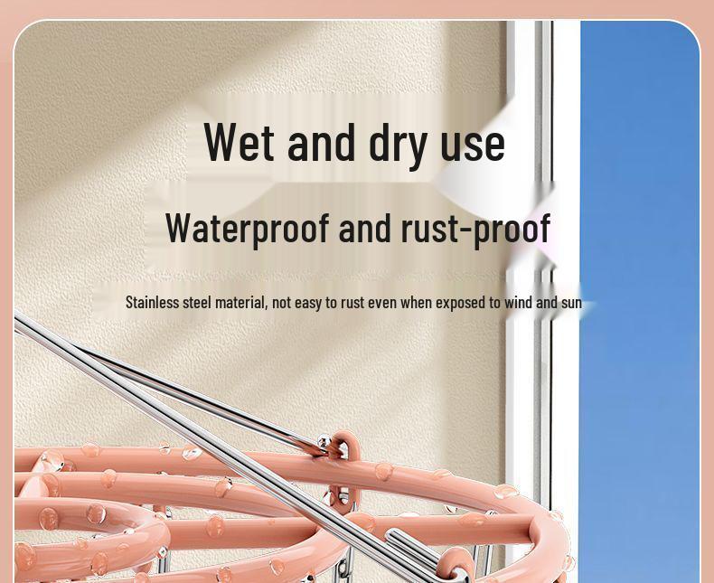 Stainless Steel Windproof Drying Rack with 24 Clips - Multifunctional Clothes and Sock Hanger