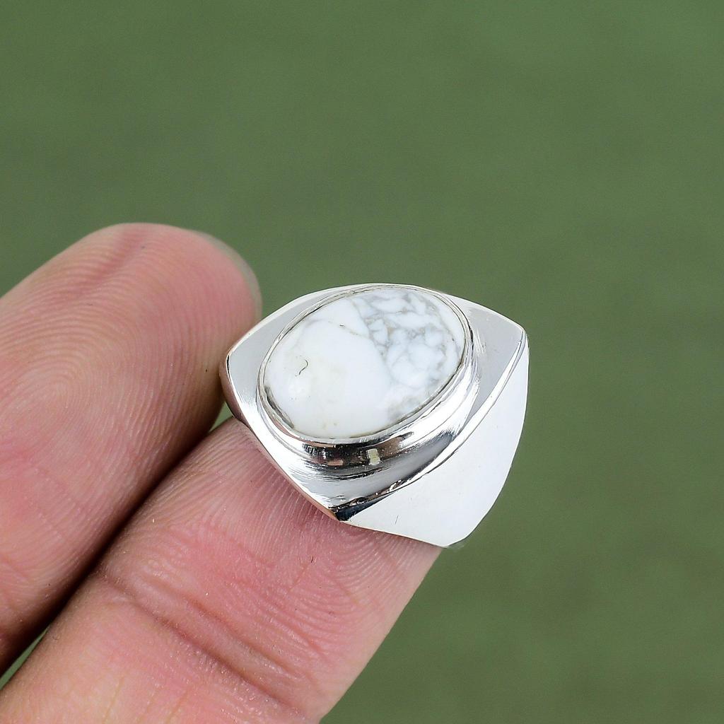 Howlite Ring 925 Sterling Silver Ring Real Gemstone Jewelry Amazing Ring Handmade Brand New Jewelry Anniversary Gifts Available In Ring Size