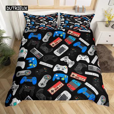 Комплект пододеяльника для геймпада из микрофибры, геймер, игрок, игровой джойстик, пододеяльник размера queen, детский, для мальчиков, видео, постельный комплект