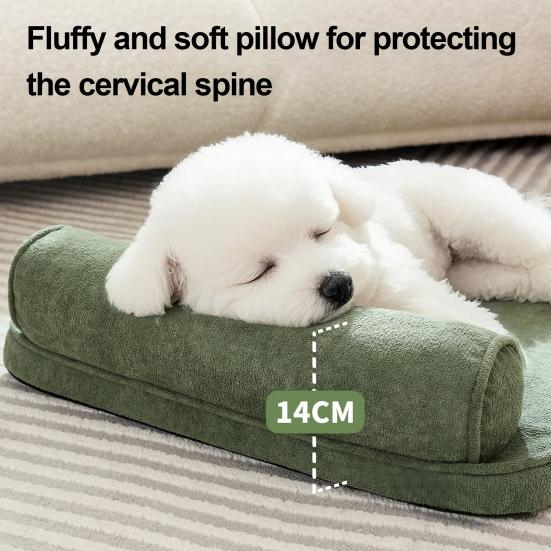 Большая лежанка для собаки, противоскользящий ортопедический коврик для питомца со съемным моющимся чехлом, подушка для сна щенка с поддержкой шеи для пола, для маленьких, средних и больших собак