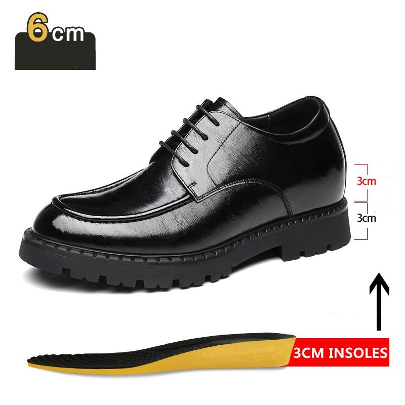 Fashion Men's Dress Shoes Elevator Shoes Platform Breathable Casual Business Luxury Genuine Leather Heightening Shoes 8 6CM Taller Male