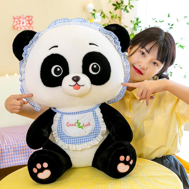 Adorable Cartoon Panda Plush Doll Soft Stuffed Toy Cute Plushie In Pink And Blue