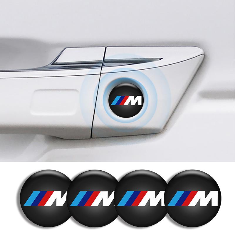 BBIF1 4pcs 20mm For BMW M Emblem E46 E36 E34 F10 E90 F30 E60 F30 E53 E30 E92 E87 Car Door Keyhole Lock Protection Sticker Decor Decals