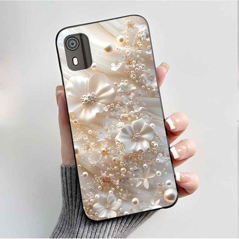 For Nokia C02 C12 C12+ Plus Case Luxury Butterfly Flower Black Soft Silicone TPU Phone Case For NOKIA C12 Pro Back Cover Casing