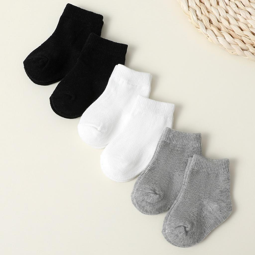 20 Pairs Solid Color Kids Socks Four Season Black White Grey Crew Socks Casual Student Toddler Socks