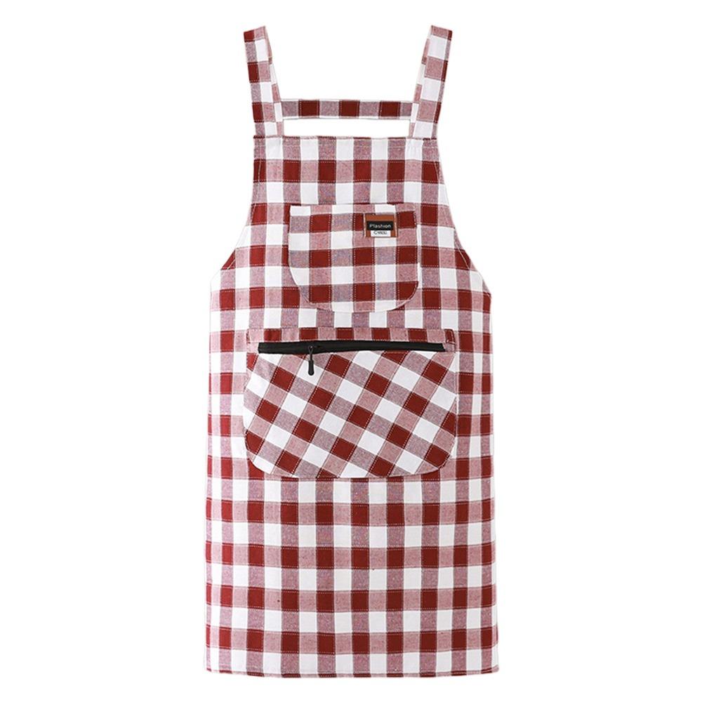 Anti Dirty Chef Work Apron Checkered Print Cooking Aprons Kitchen Aprons  Household Cleaning