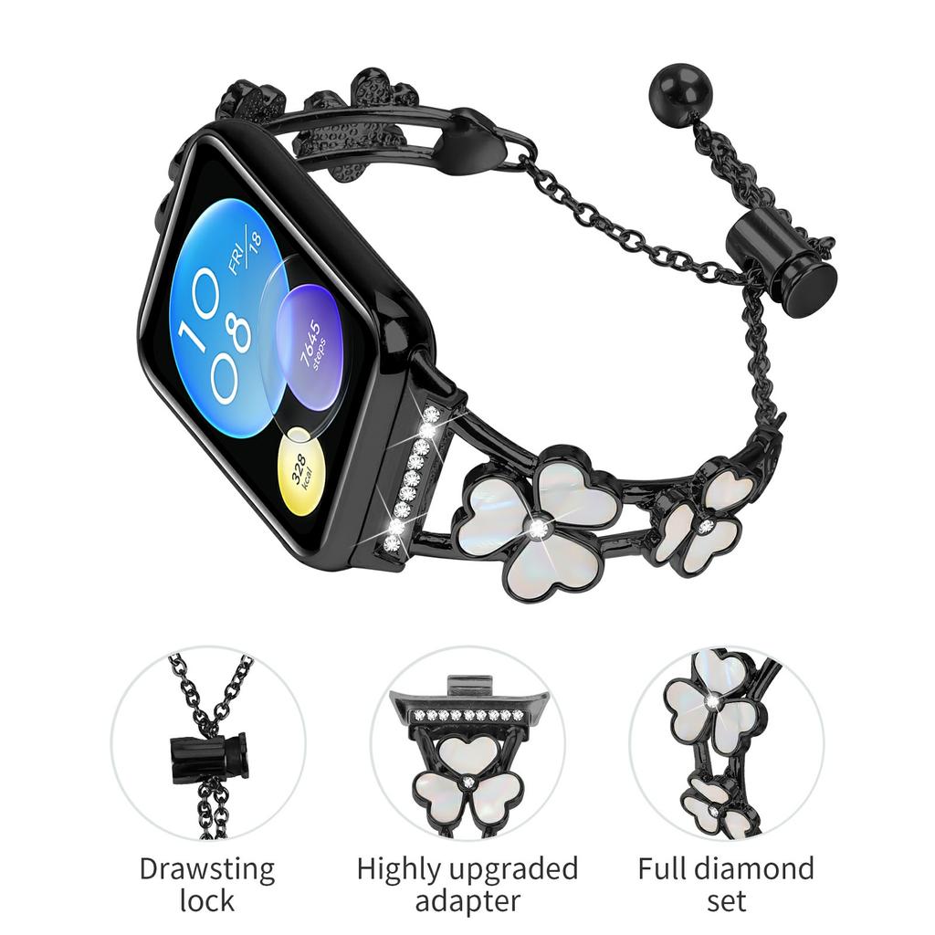 For Xiaomi Redmi Watch 4 Watchband Heart Clover Decor Zinc Alloy Metal Strap