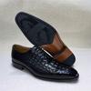 Men's Python Genuine Leather Dress Shoes Lace-Up Pointed Toe Wedding Formal Oxford Business Shoes In Black/Brown for Banquet