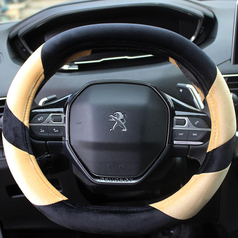 Для Peugeot 2008 e2008 Чехол на руль автомобиля Зимний Плюшевый Автоаксессуары интерьер Coche
