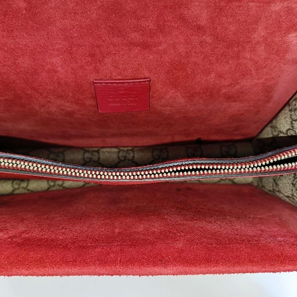 [Pre-Owned] Dionysus Chain Tiger Head Buckle Logo Canvas And Leather Shoulder Bag Small - Very Good #6LB83M