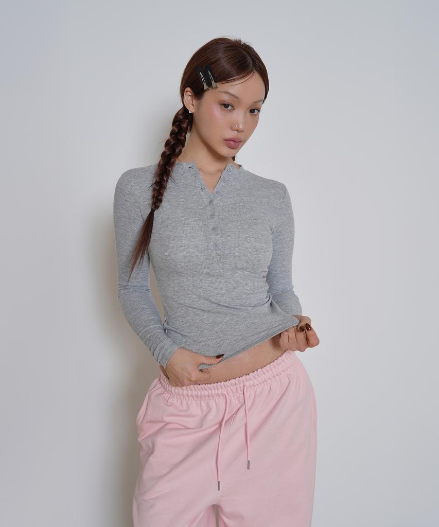 CONCHWEAR Make Button Ribbed Slim Top (7 Colors)