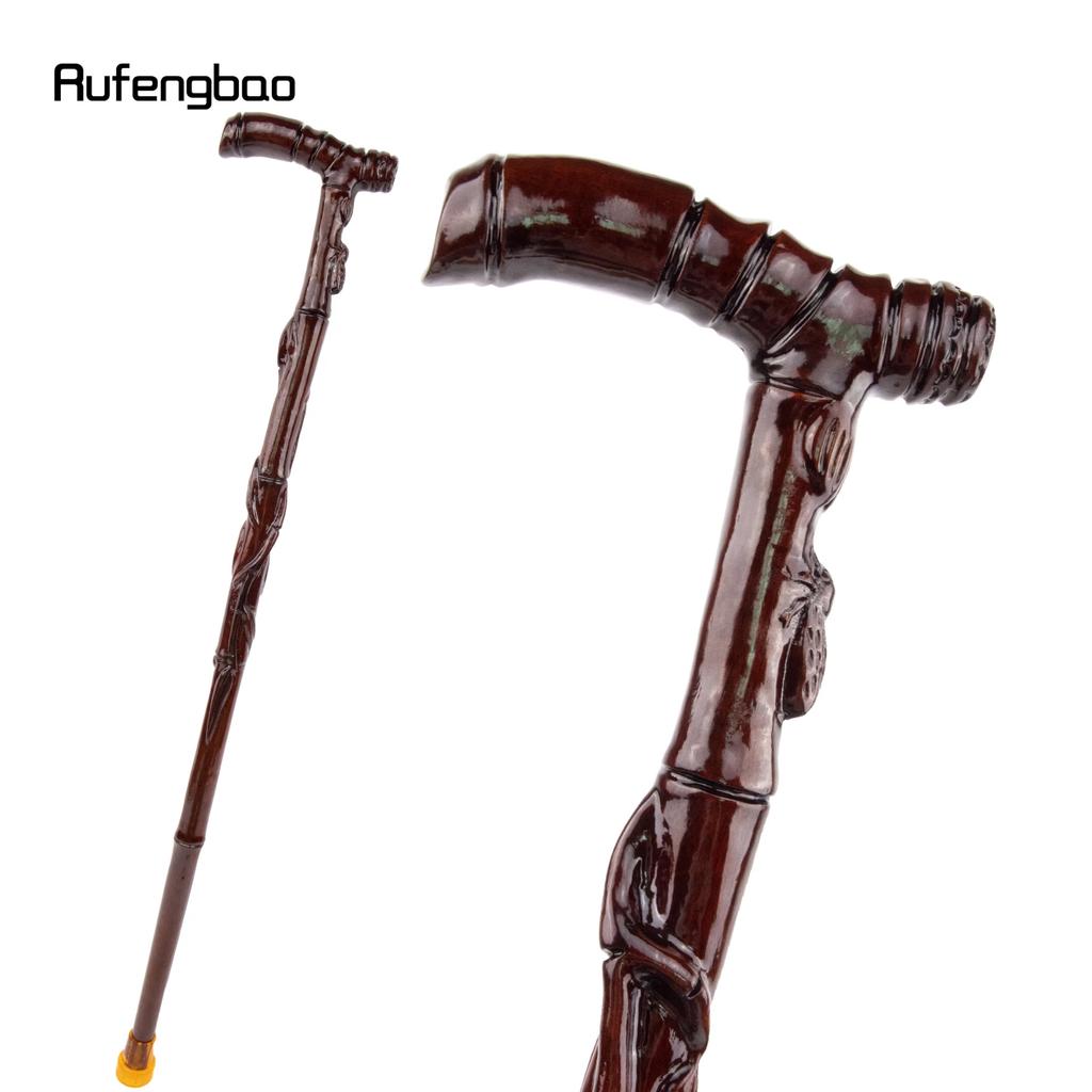Brown Cicada Bamboo Wooden Single Joint Fashion Walking Stick Decorative Cospaly Cane Halloween Mace Crutch Wand Crosier 92cm