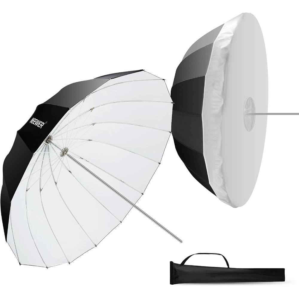 NEEWER 51"/130cm Parabolic Reflective Umbrella for Photography, White Inner/Diffuser Cover/Bag Included, Soft Lighting, Quick Folding, for Camera/Phot