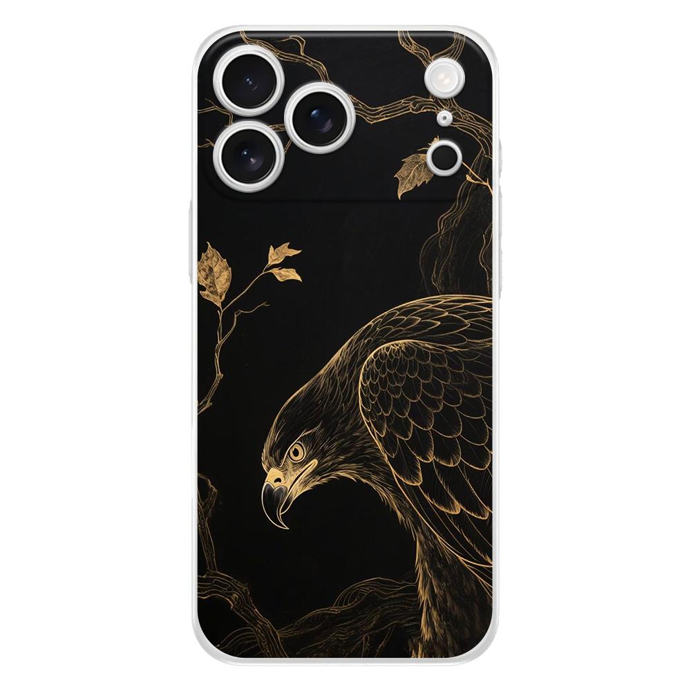 Мягкий прозрачный чехол для iPhone 17 Air 16E 16 11 15 14 Pro MAX 12 13 7 8 Plus SE Пасхальный чехол Полная защита Задняя панель с рисунком Черный орел