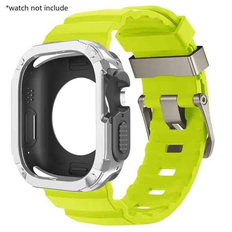 Силиконовый ремешок+Чехол из ТПУ и ПК для Apple Watch Ultra 3 2 1 49 мм для iWatch Серии 11 10 46 мм ремешок для Iwatch 9 8 7 6 5 4 45мм 44мм