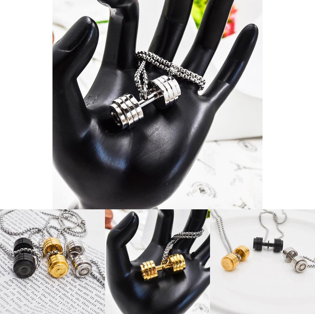 Ожерелье Temu Shein с подвеской в виде мультяшной гантели для хип-хоп моды и мужского подарка