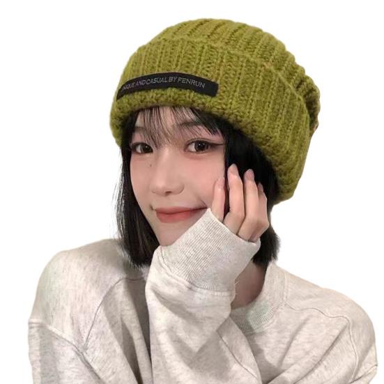 Шапка-бини с напуском и закругленными краями, с английскими буквами, зимняя теплая массивная мягкая вязаная женская шапка для зимнего активного отдыха