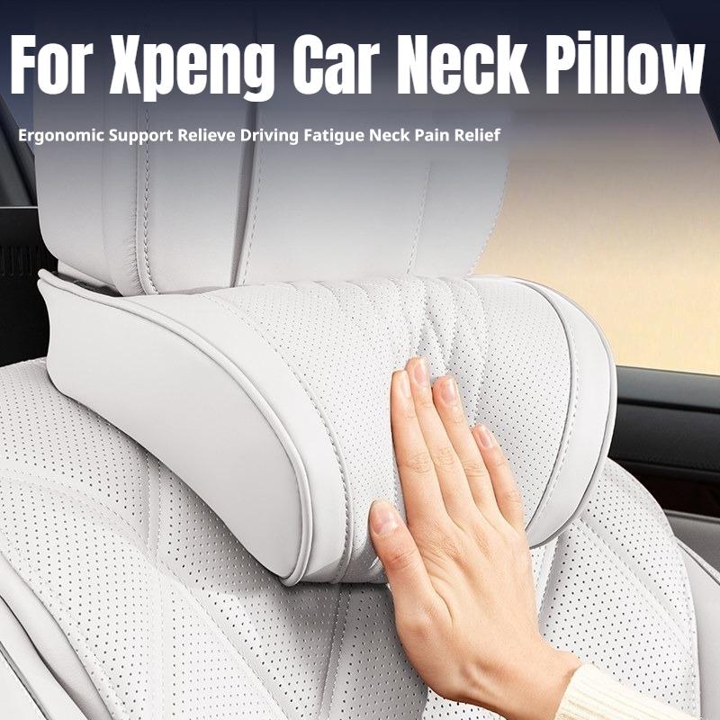 For Xpeng Luxury Nappa Leather Latex Car Headrest Pillow Fit P7 P7+ X9 M03 L03 GX P5 G3i G6 G9 Breathable Car Lumbar Support