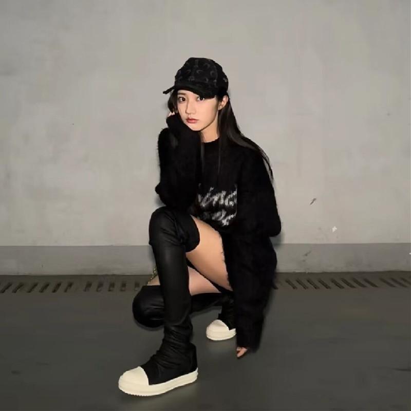 Женские сапоги выше колена на платформе, осенние, на плоском каблуке, для женщин, толстая подошва, зимние, тонкие, эластичные, ботфорты, зимняя обувь