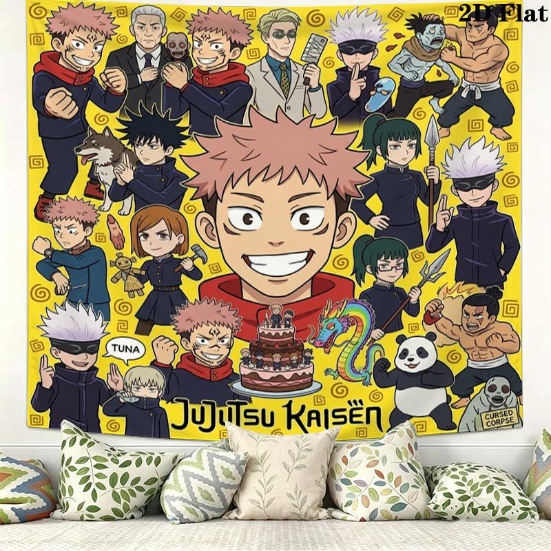 Стена с гобеленом Jujutsu Kaisen Эстетичное настенное панно Печатное тканевое одеяло Декоративные гобелены Для спальни гостиной Домашний декор