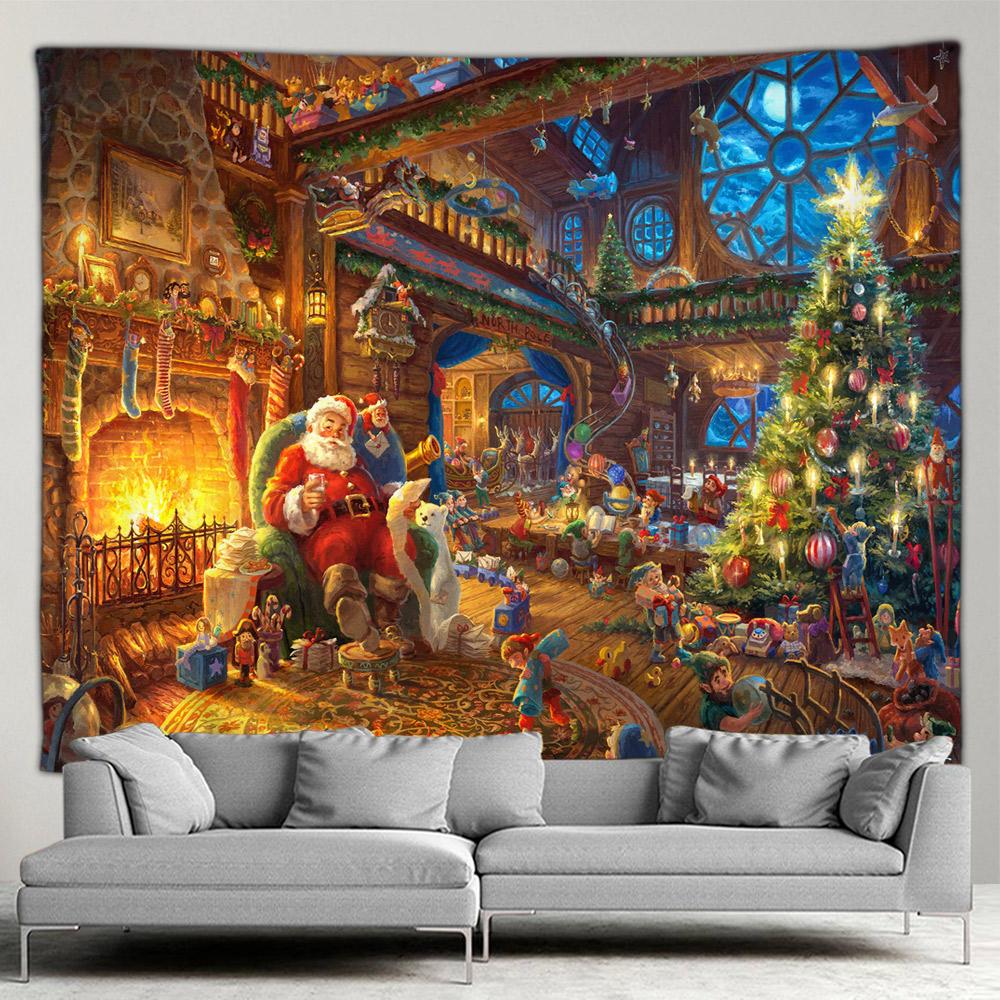 Рождественский гобелен со снеговиком, новогодний гобелен, подвесной домашний фон, ткань, хит продаж, гобелен, картина на стену дома