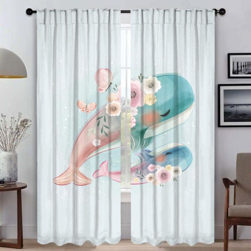 Cute Animals Shades Kitchen Curtains 2 Pieces Home Interior Curtains for Camera Blackout Curtain Tulle for Bedroom Partition