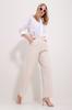 Women's Trousers New Season Fashion Cream Waist Herringbone Pants with Velcro Pocket