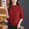 Semi-turtleneck Bottoming Shirt Women's Sweater Women's Autumn and Winter Red Autumn and Winter New Thickened Knitted Sweater