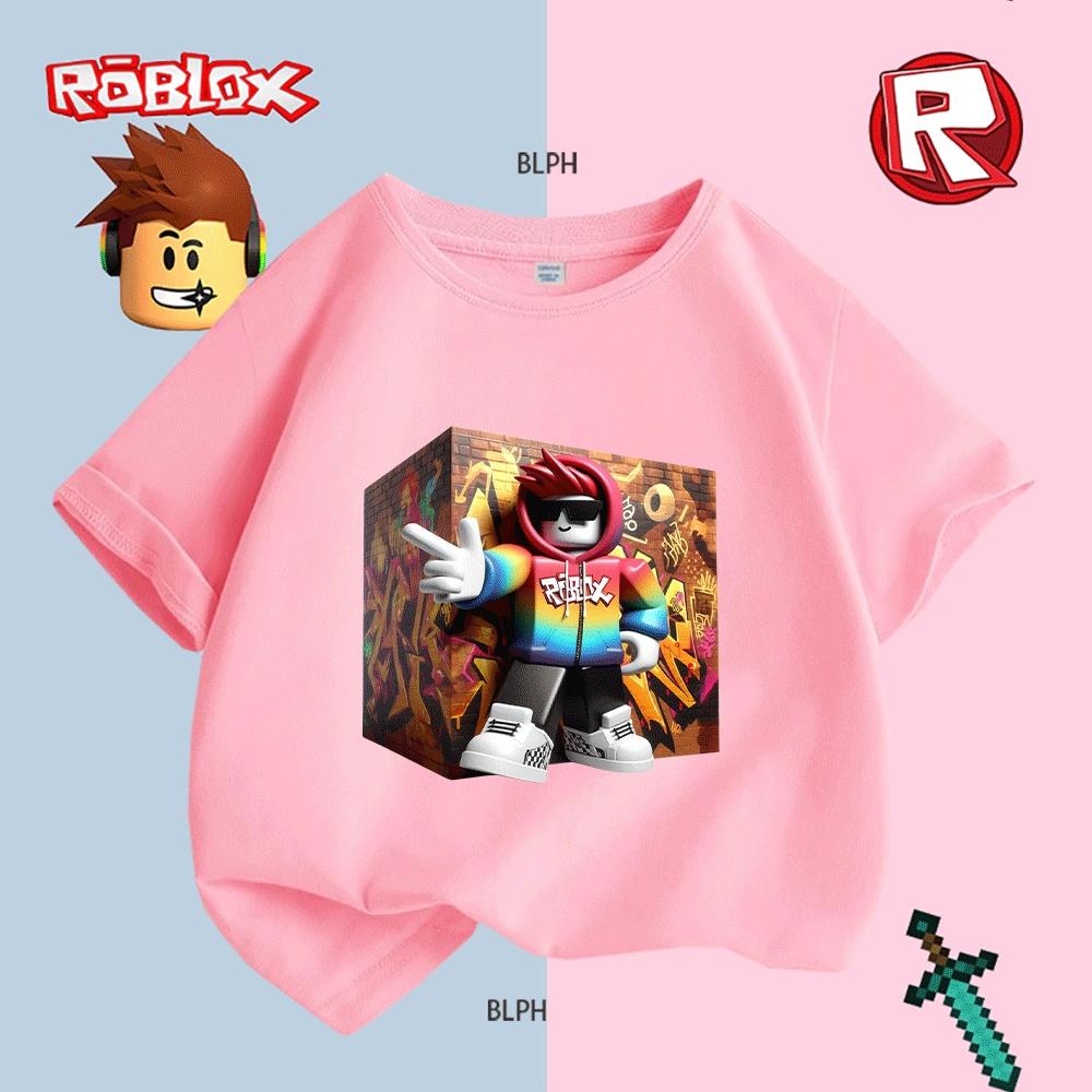 Детская футболка Roblox, яркий дизайн худи, модный повседневный топ для мальчиков и девочек