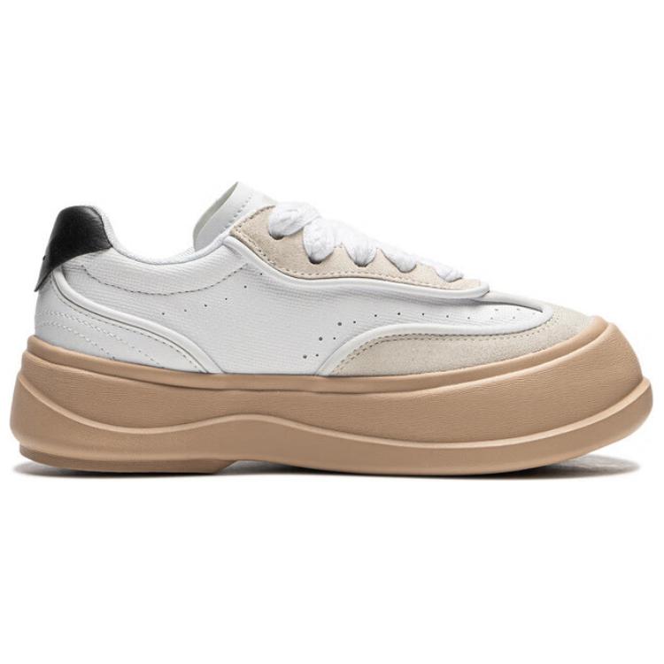 Li Ning Медовая Платформа Нескользящие Износостойкие Низкие Повседневные Туфли Женские Белый Бежевый Черный AGCU418-1