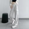 Gray Sweatpants Women's Loose-fitting Drawstring Sweatpants Spring and Autumn Wide-leg Overalls